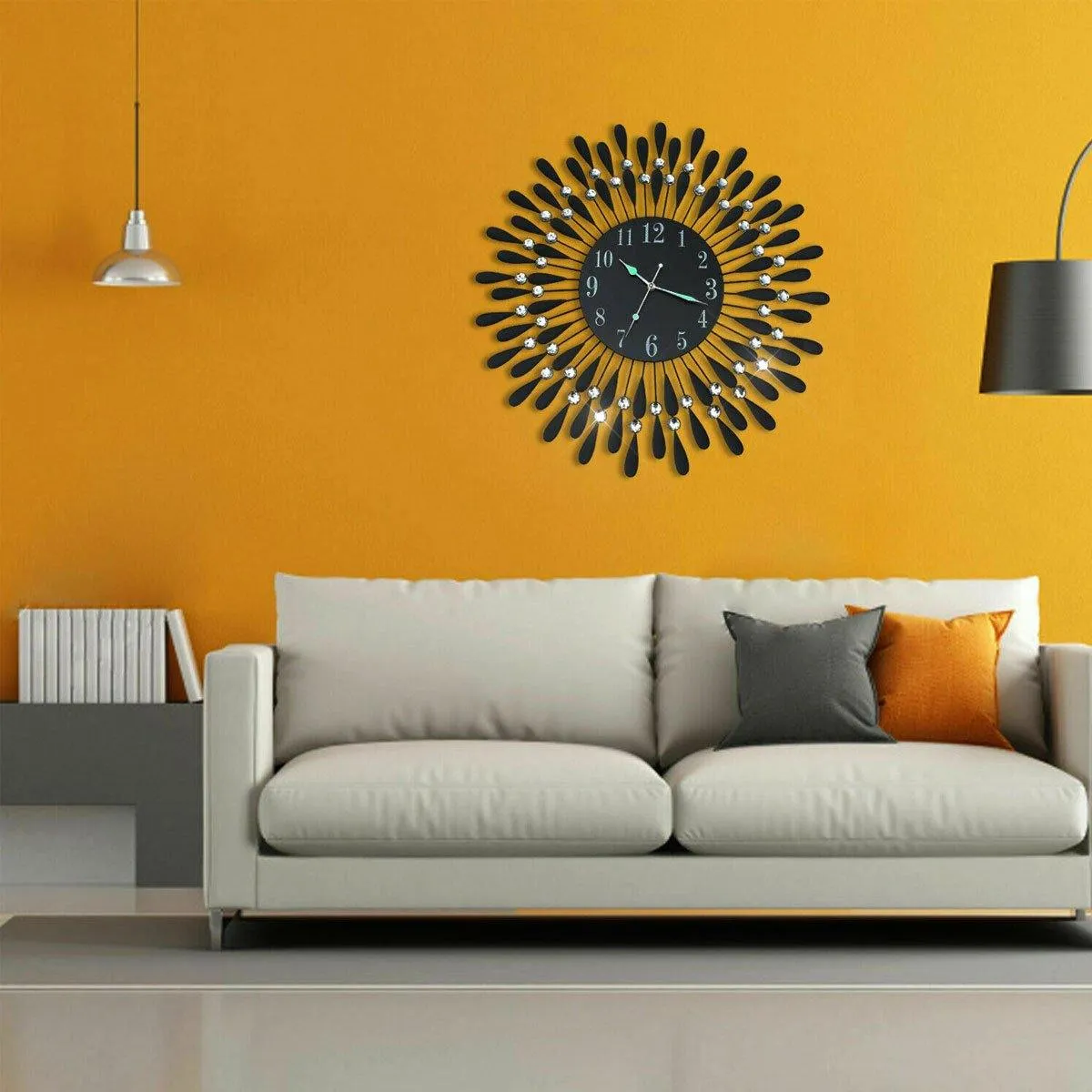 Large Modern Iron Art 3D Crystal Wall Clock