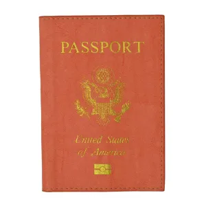 Leather USA Logo Passport Holder - Peach