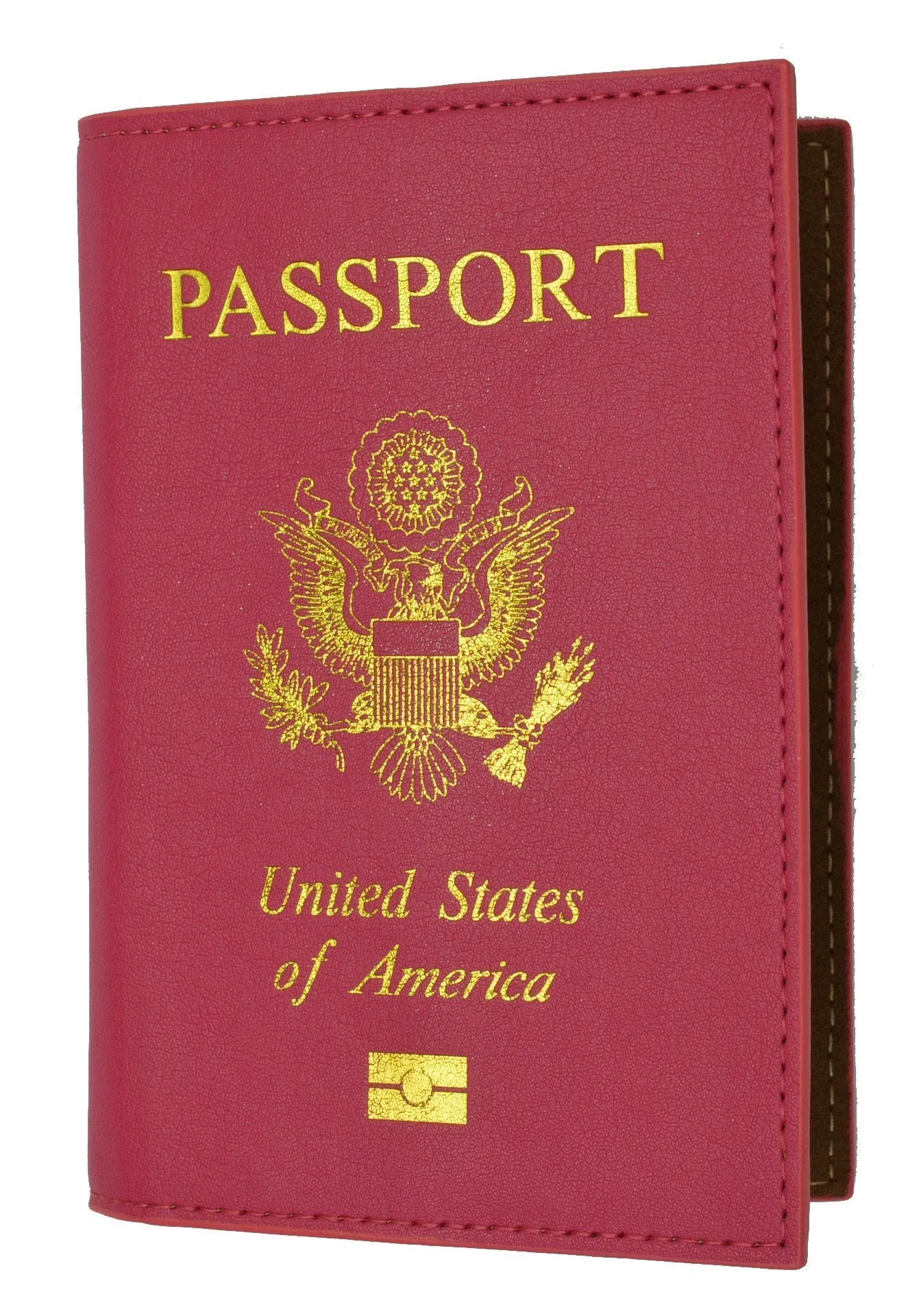 Leather USA Logo Passport Holder - Peach