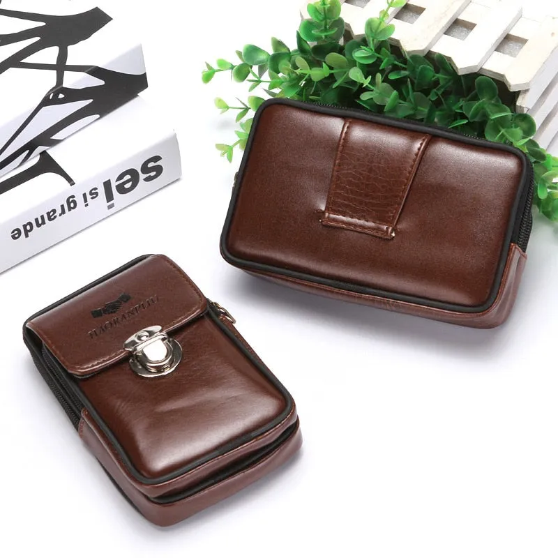 Leather Waterproof Packs On The Belt Multi function