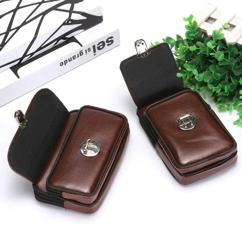 Leather Waterproof Packs On The Belt Multi function