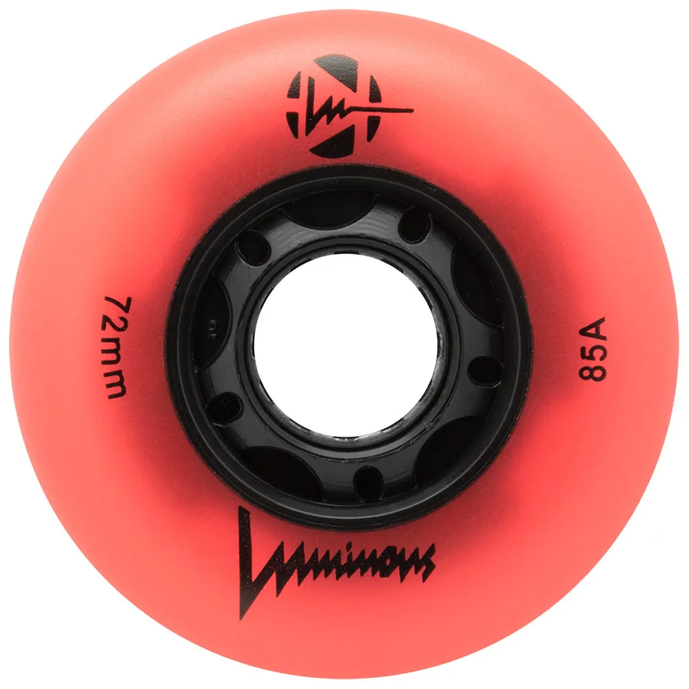Luminous 72mm LED Glow Light Up Inline Skate Wheels - 4 pack