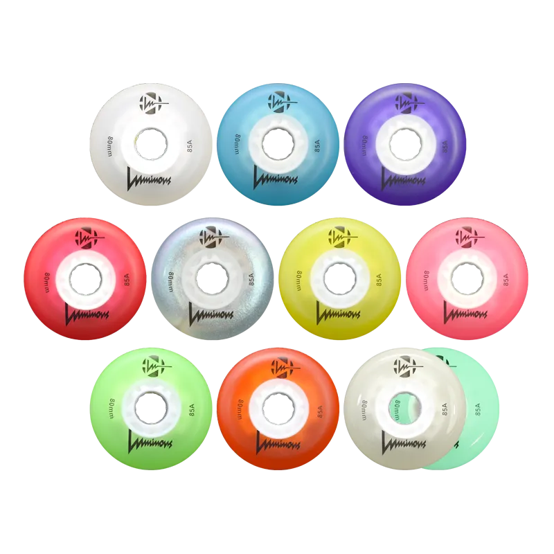 Luminous LED Inline Skate Wheels Multiple Colors 80mm 4-Pack - Sale