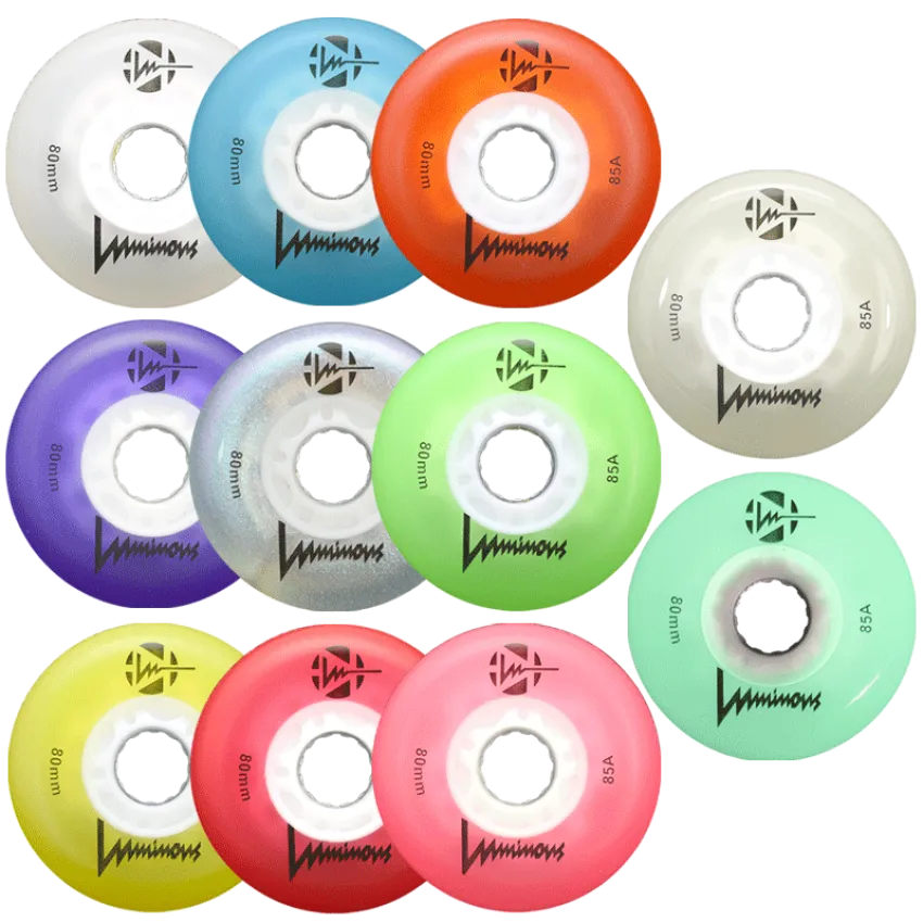 Luminous LED Inline Skate Wheels Multiple Colors 80mm 4-Pack - Sale