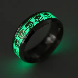 Luminous Metal Skull Ring Glow In The Dark Stainless Steel