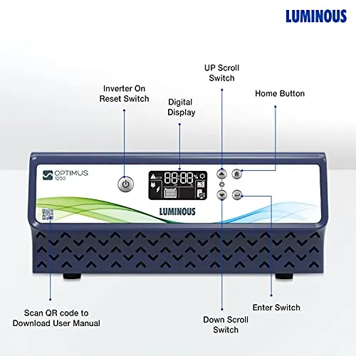 Luminous Optimus 1250 Pure Sine Wave 1100VA/12V Inverter for Home, Office and Shops (supports 1 inverter battery of 12V)