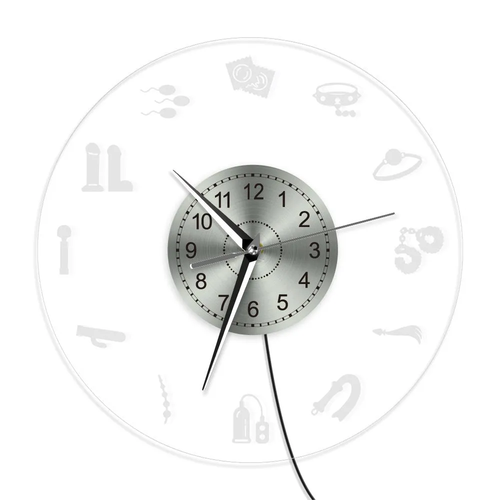 Luminous Sex Shop Wall Clock Erotic Shop Led Lighting Adult Naughty Acrylic Clock Intriguing Accessory Decorative Wall Watch