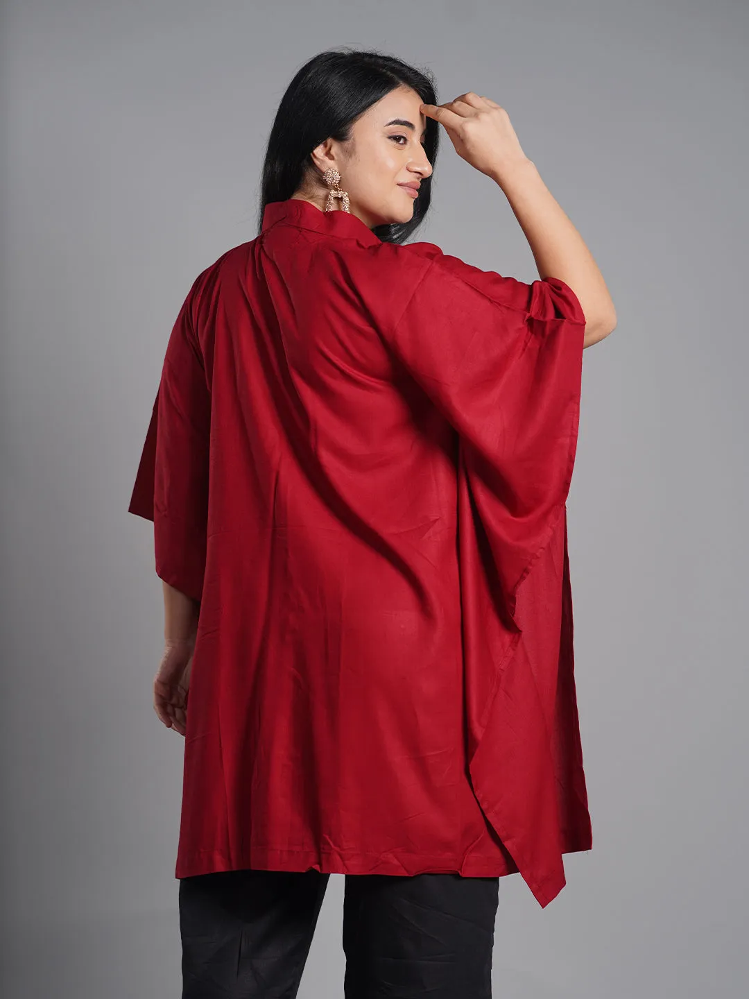 Maroon Rayon ShirtKurta - RangiMorni