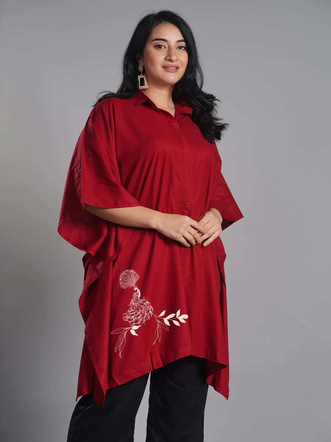 Maroon Rayon ShirtKurta - RangiMorni