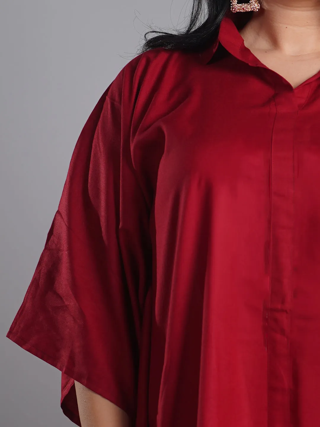 Maroon Rayon ShirtKurta - RangiMorni