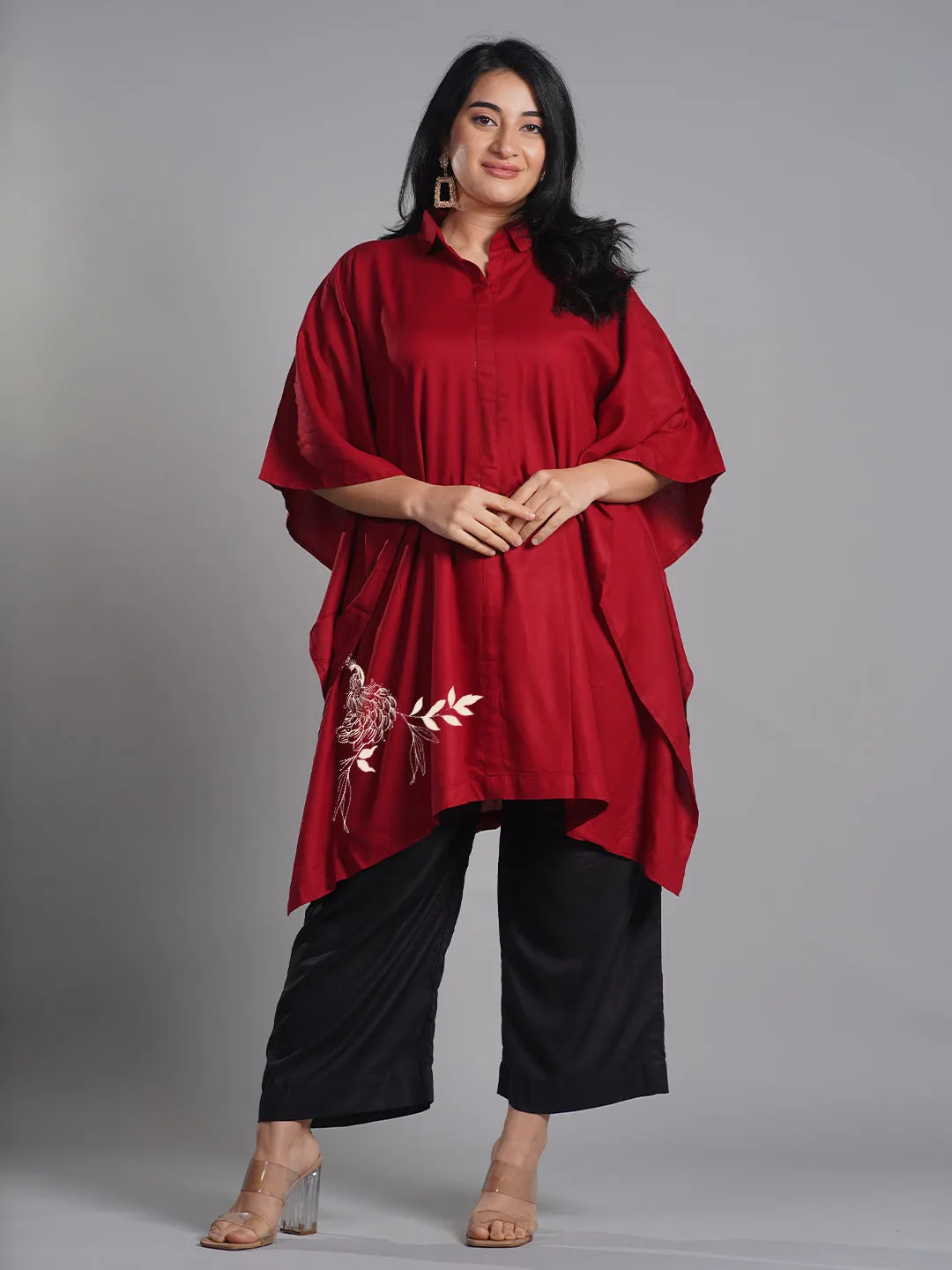 Maroon Rayon ShirtKurta - RangiMorni