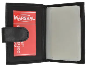 Marshal Leather Plastic Inserts Book Credit Card ID Holder Snap Wallet Black