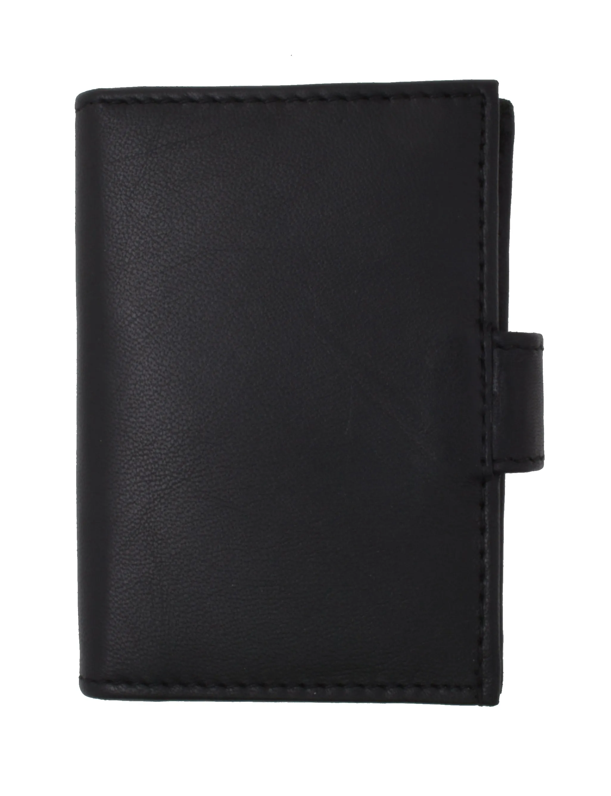 Marshal Leather Plastic Inserts Book Credit Card ID Holder Snap Wallet Black