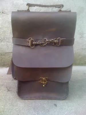 Mens Leather Backpack-Distressed Brown Backpack