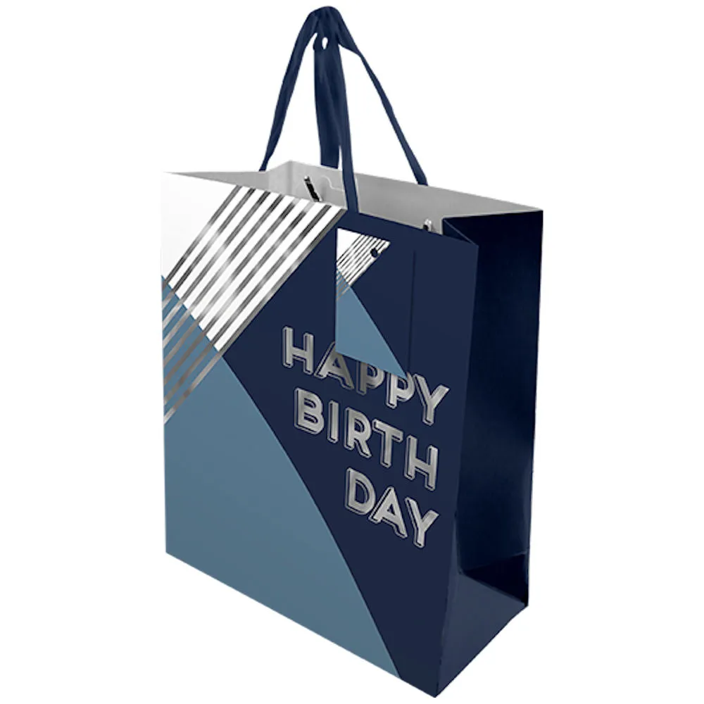 Men's XL Luxury Gift Bag - Happy Birthday Design 45.4cm x 33cm Festive Holiday Gift Wrapping