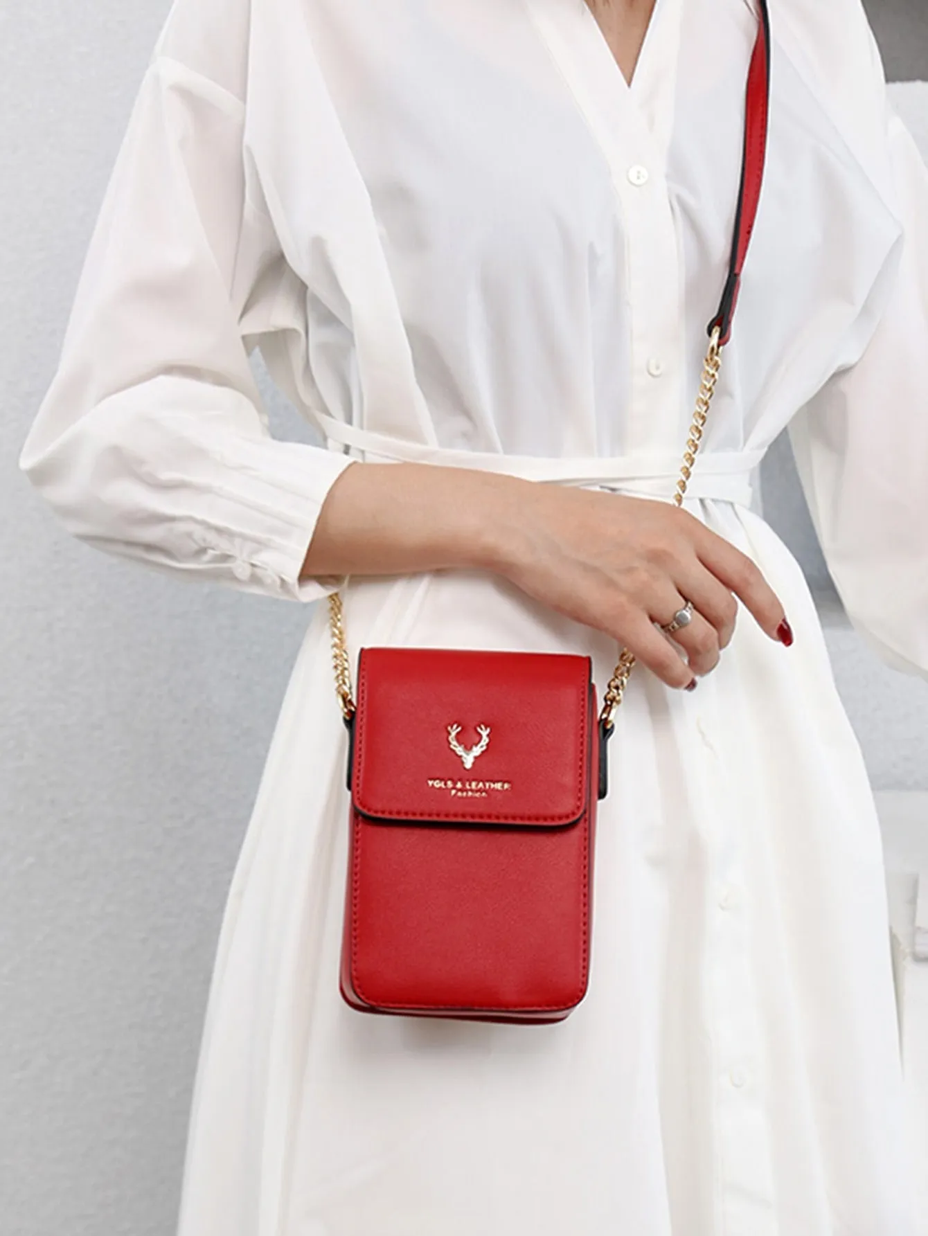 Metal Decor Flap Crossbody Bag