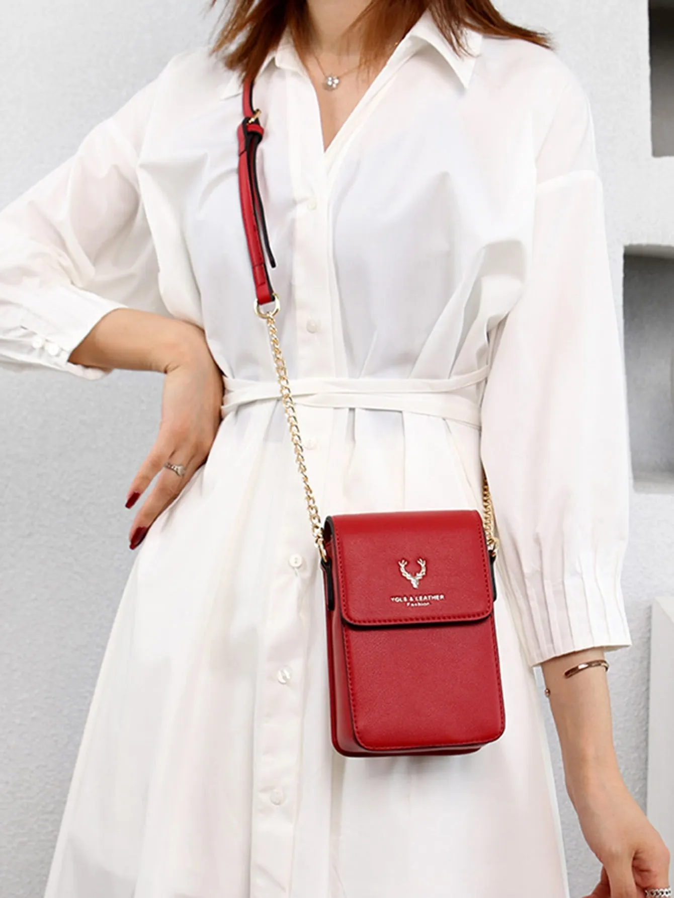 Metal Decor Flap Crossbody Bag