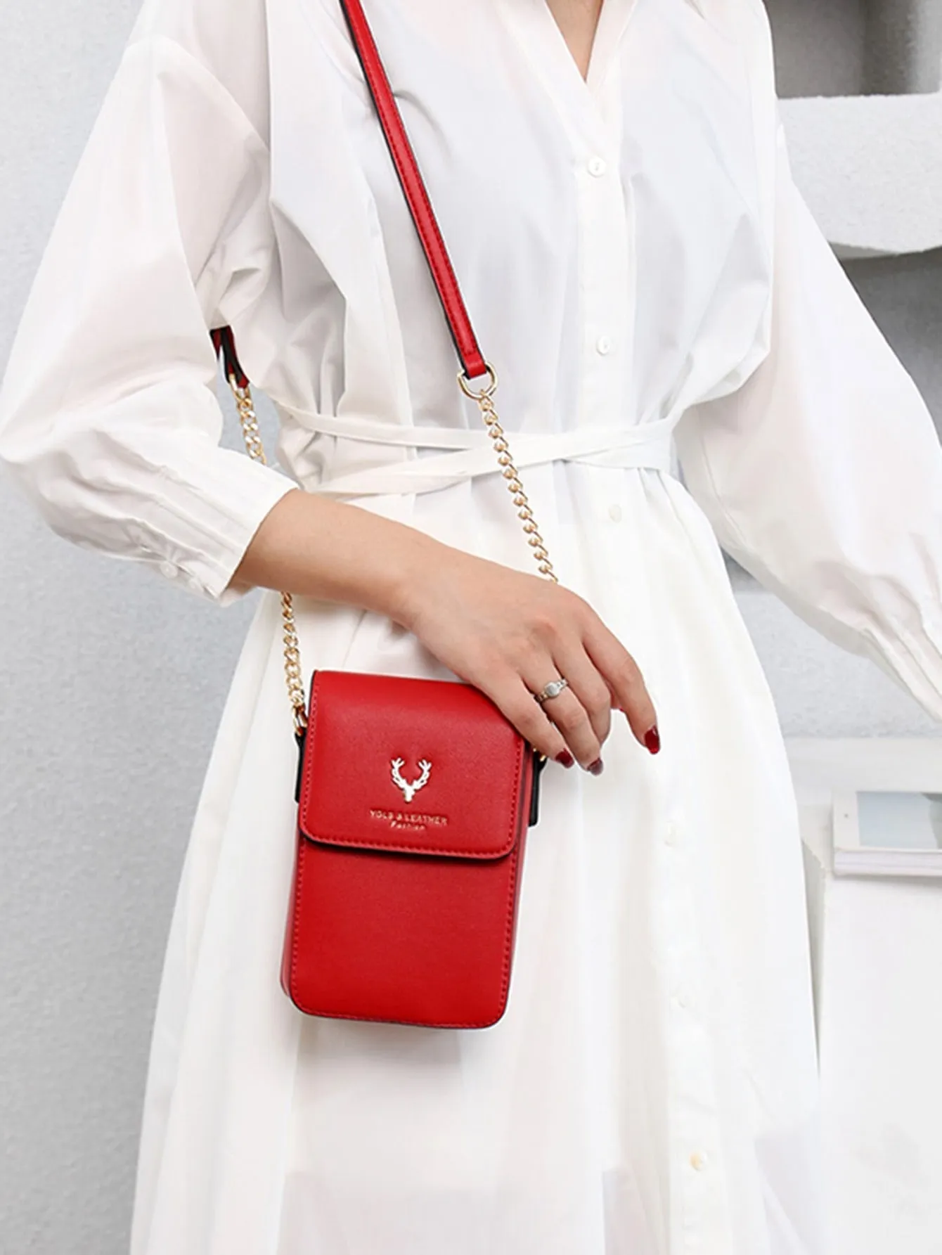 Metal Decor Flap Crossbody Bag