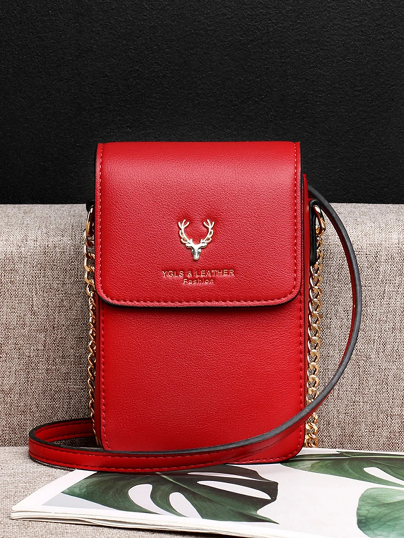 Metal Decor Flap Crossbody Bag