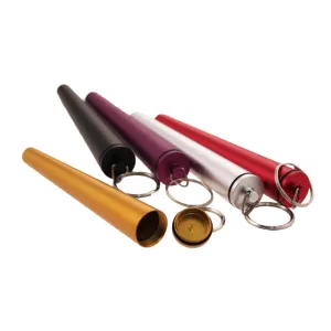 Metal Joint Holder - 11cm Cone Tube - Screw Top Lid with Keyring