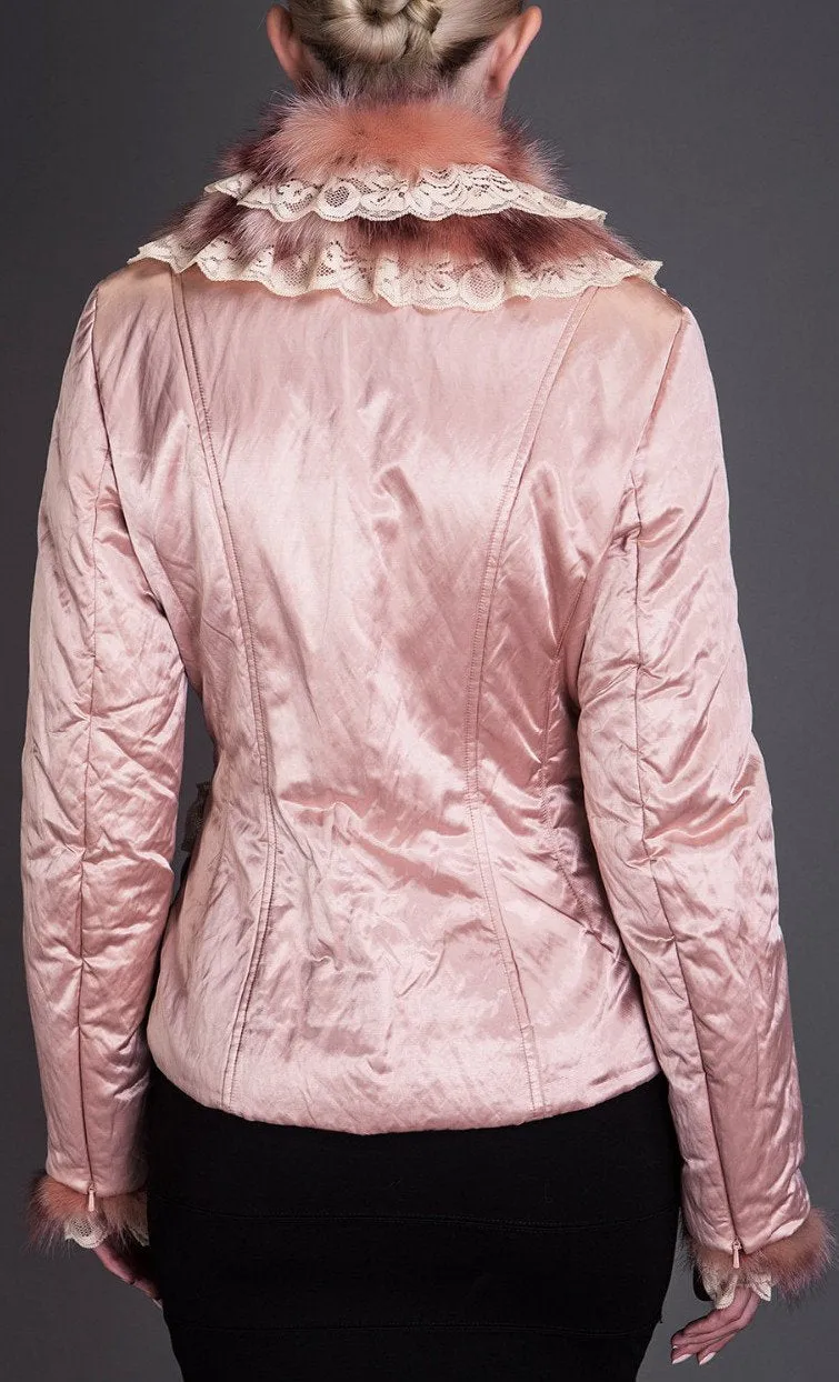 Metallic Fur-Trimmed Jacket, Pink