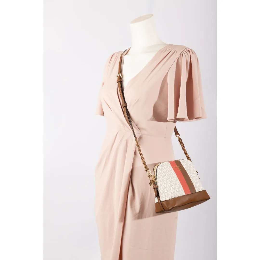 Michael Kors Logo Stripe Dome Crossbody Bag