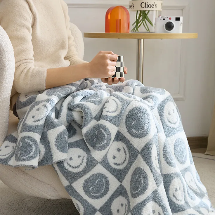 Microfiber Smiling Face Emoji Throw