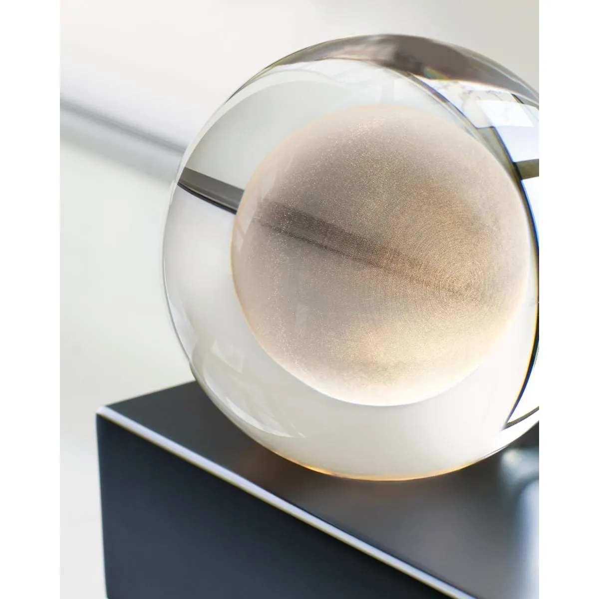 Mina Table Lamp with Crystal Orb and Nightshade Black Finish