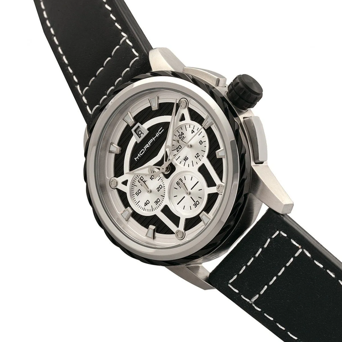 Morphic M61 Series Chronograph Leather-Band Watch w/Date