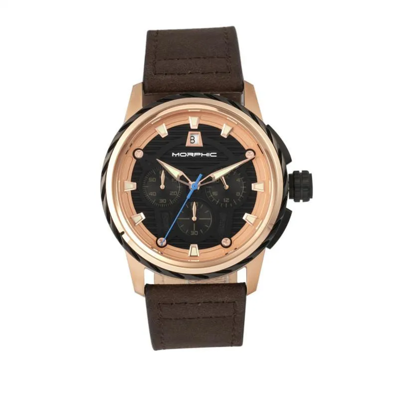 Morphic M61 Series Chronograph Leather-Band Watch w/Date