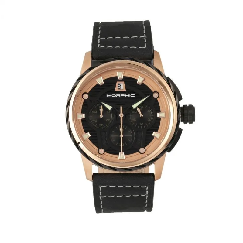 Morphic M61 Series Chronograph Leather-Band Watch w/Date