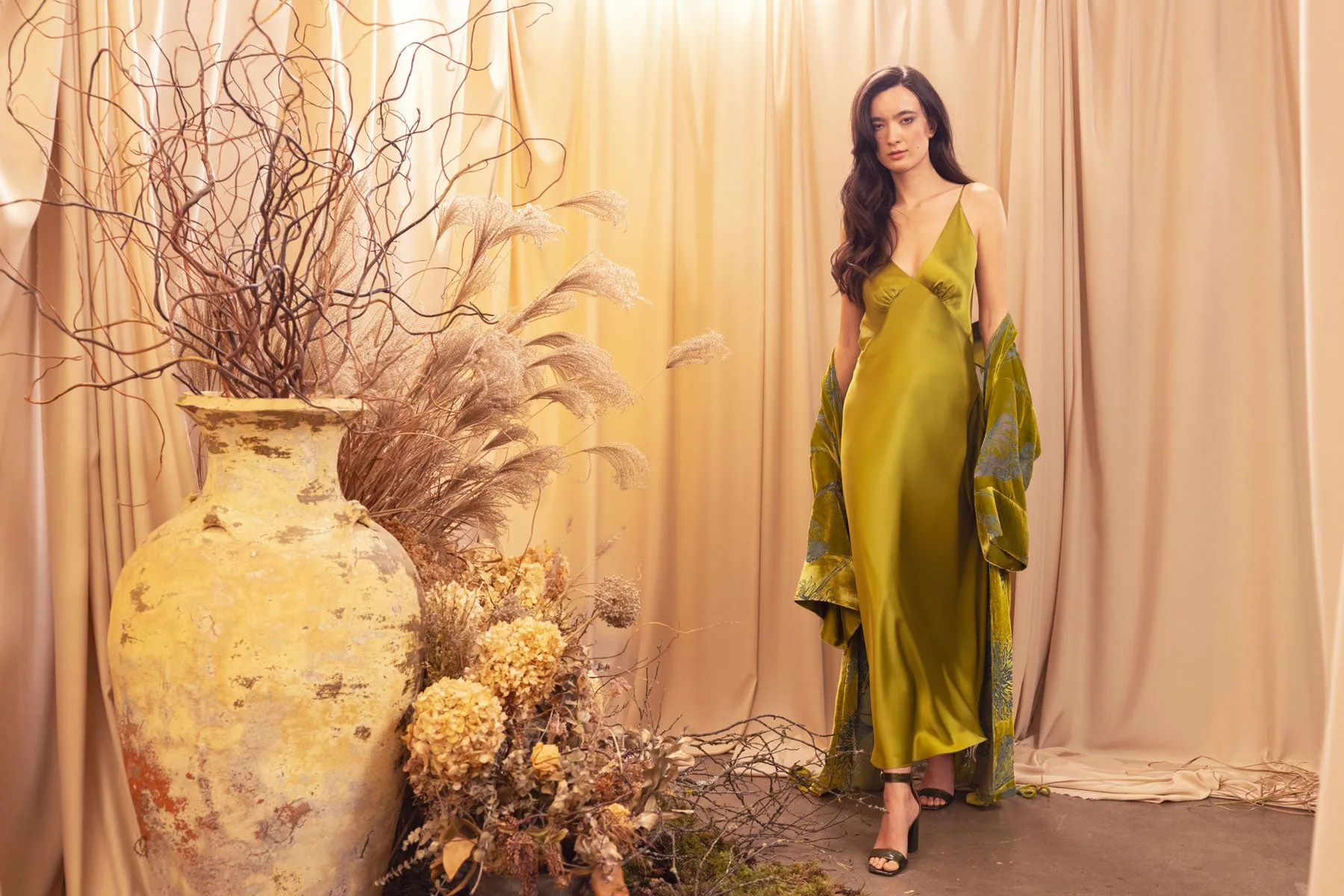 Moss Fabergé Velvet Long Robe