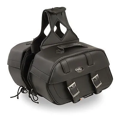 MOTORCYCLE 2PC WATERPROOF PLAIN ZIPOFF PVC THROWOVER ROUNDED SADDLEBAG 15*10*6