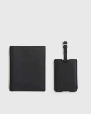 Nappa Leather RFID Blocking Passport Holder & Luggage Tags Set