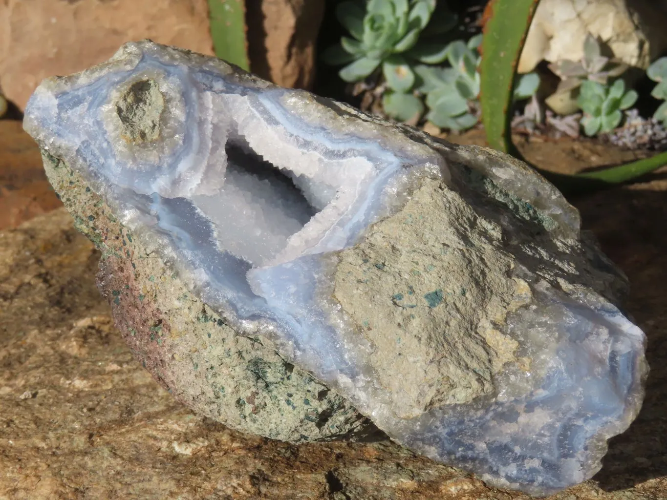Natural Blue Lace Agate Geode Specimens x 1 From Nsanje, Malawi