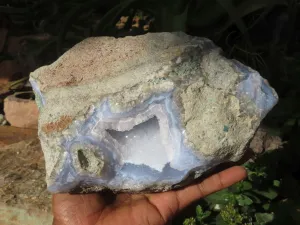 Natural Blue Lace Agate Geode Specimens x 1 From Nsanje, Malawi