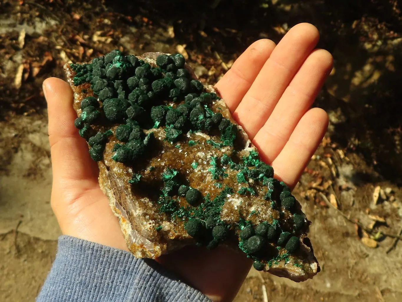 Natural Classic Ball Malachite On Yellow Limonite Quartz Specimen x 1 From Kambove, Congo