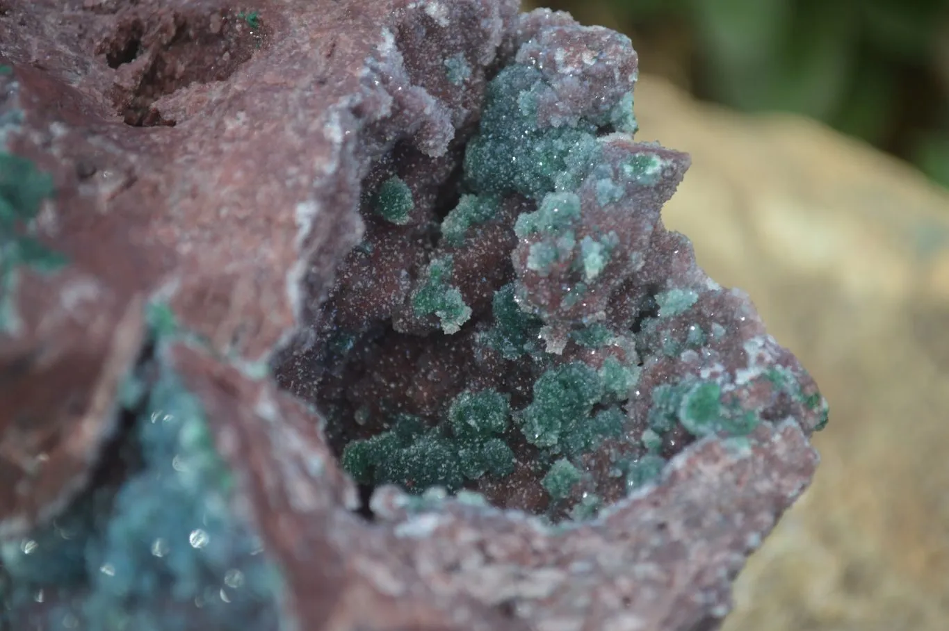 Natural Drusi Quartz Coated Ball Malachite In Red Copper Dolomite x 1 From Likasi, Congo