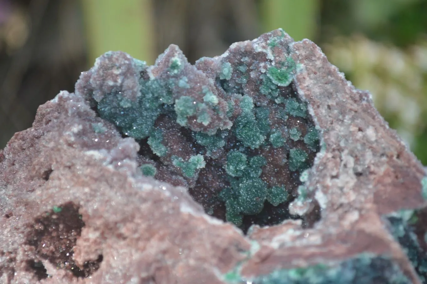 Natural Drusi Quartz Coated Ball Malachite In Red Copper Dolomite x 1 From Likasi, Congo