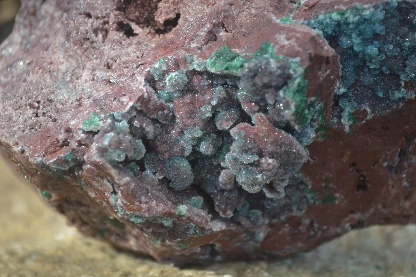 Natural Drusi Quartz Coated Ball Malachite In Red Copper Dolomite x 1 From Likasi, Congo