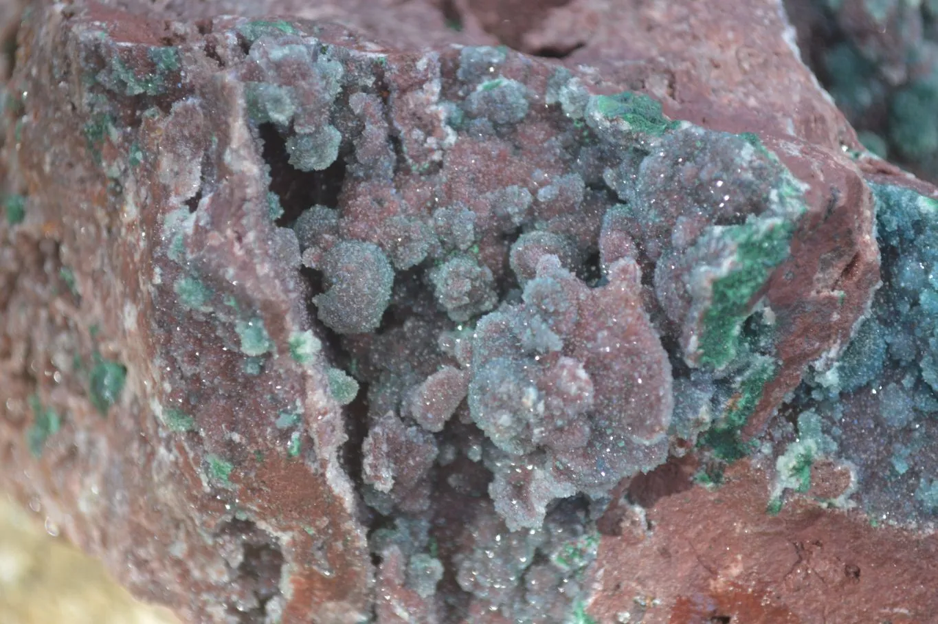Natural Drusi Quartz Coated Ball Malachite In Red Copper Dolomite x 1 From Likasi, Congo