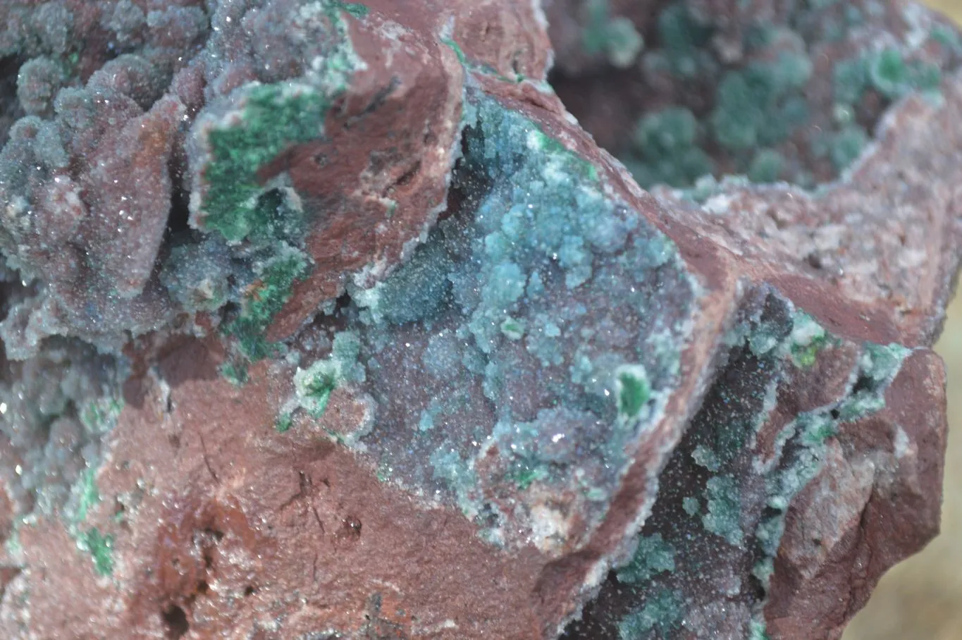 Natural Drusi Quartz Coated Ball Malachite In Red Copper Dolomite x 1 From Likasi, Congo