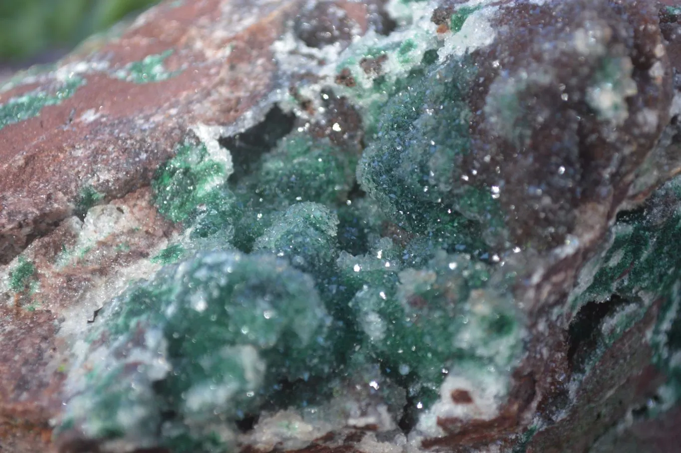 Natural Exquisite Bright Green Drusy Quartz Coated Ball Malachite On Red Copper Dolomite Specimen  x 1 From Likasi, Congo