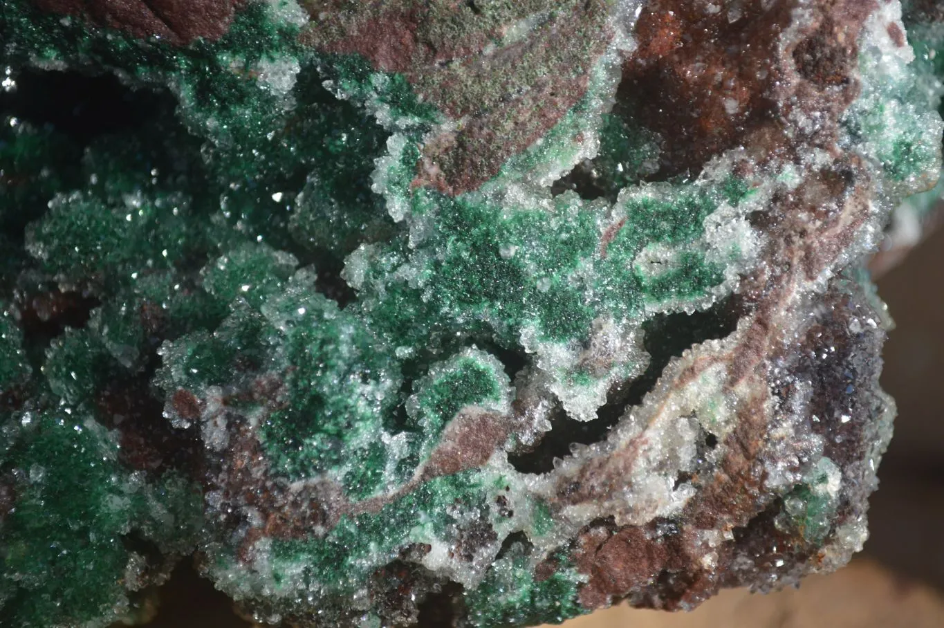 Natural Exquisite Bright Green Drusy Quartz Coated Ball Malachite On Red Copper Dolomite Specimen  x 1 From Likasi, Congo