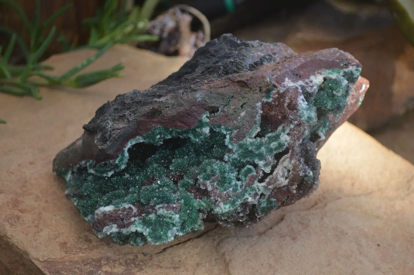 Natural Exquisite Bright Green Drusy Quartz Coated Ball Malachite On Red Copper Dolomite Specimen  x 1 From Likasi, Congo