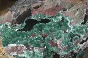 Natural Exquisite Bright Green Drusy Quartz Coated Ball Malachite On Red Copper Dolomite Specimen  x 1 From Likasi, Congo