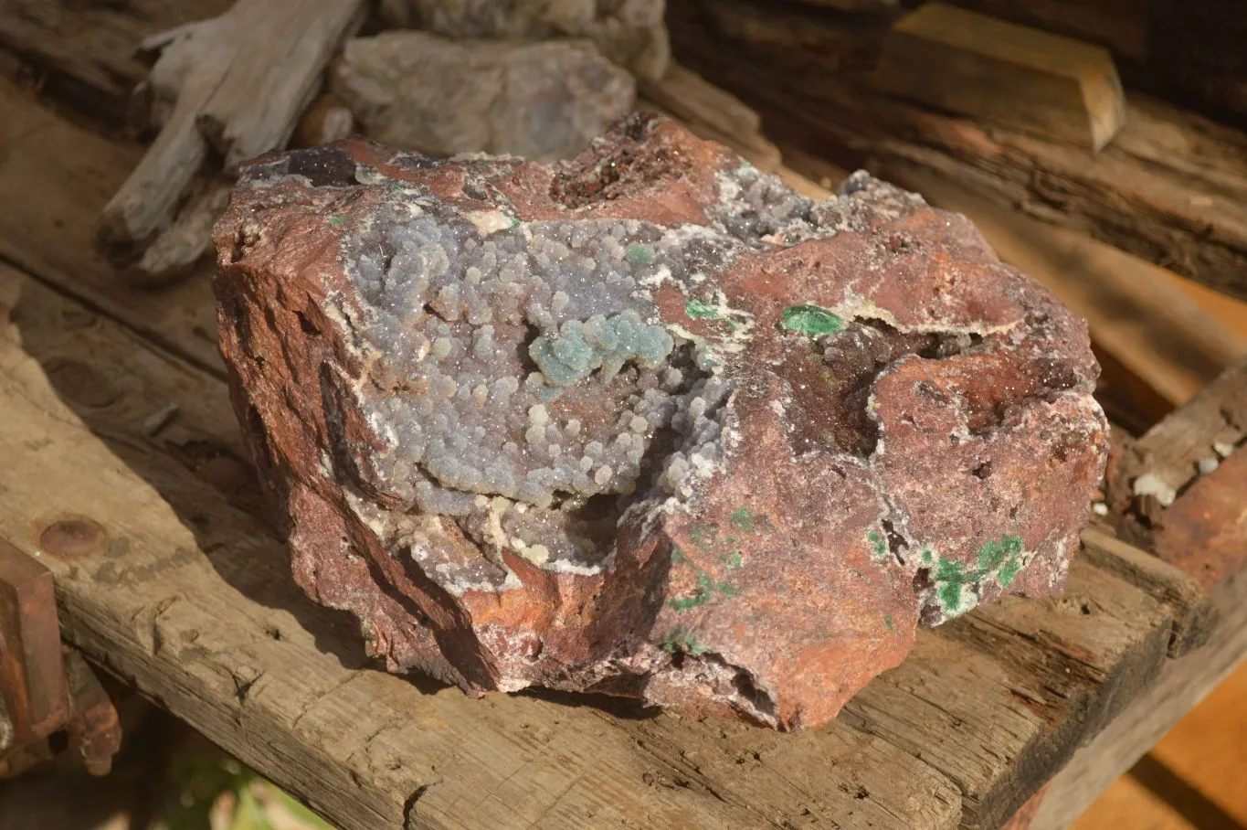 Natural Massive Drusy Coated Ball Malachite On Red Copper Dolomite Specimen x 1 From Likasi, Congo