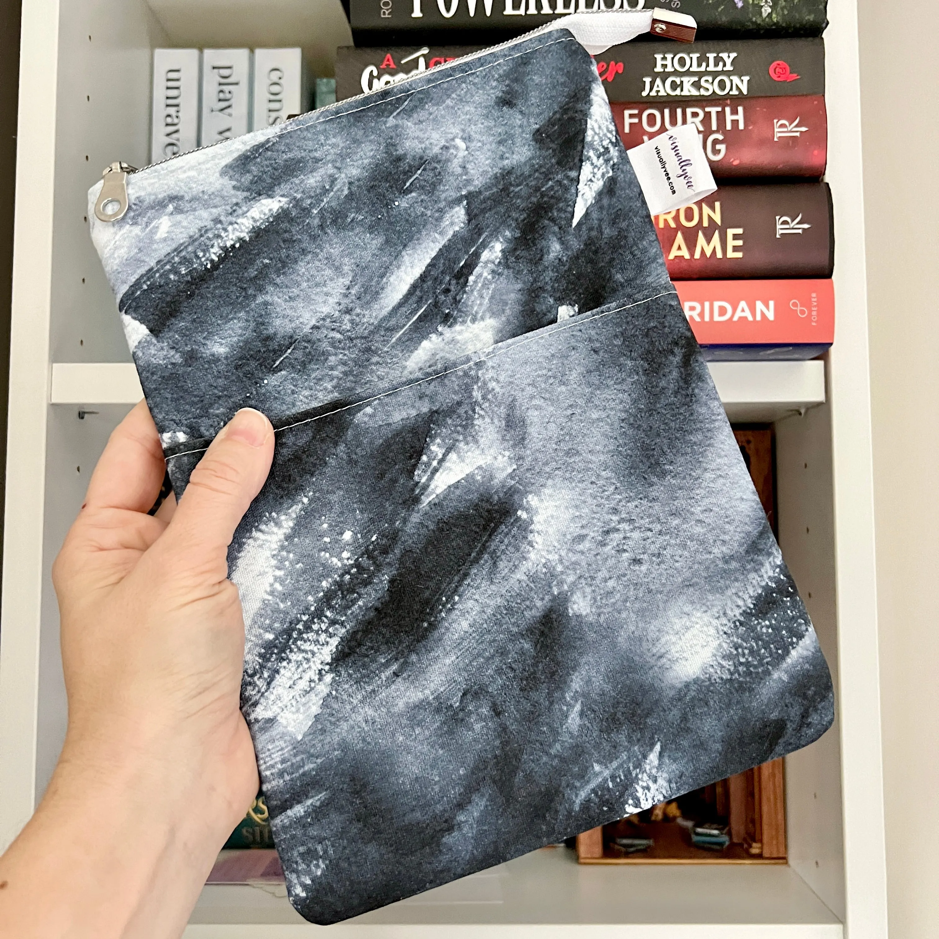 Navy Brush -  Zippered Book Sleeve