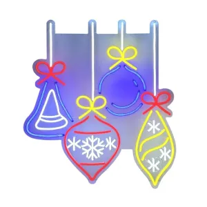Neon Hanging Baubles Sign 80 x 72cm