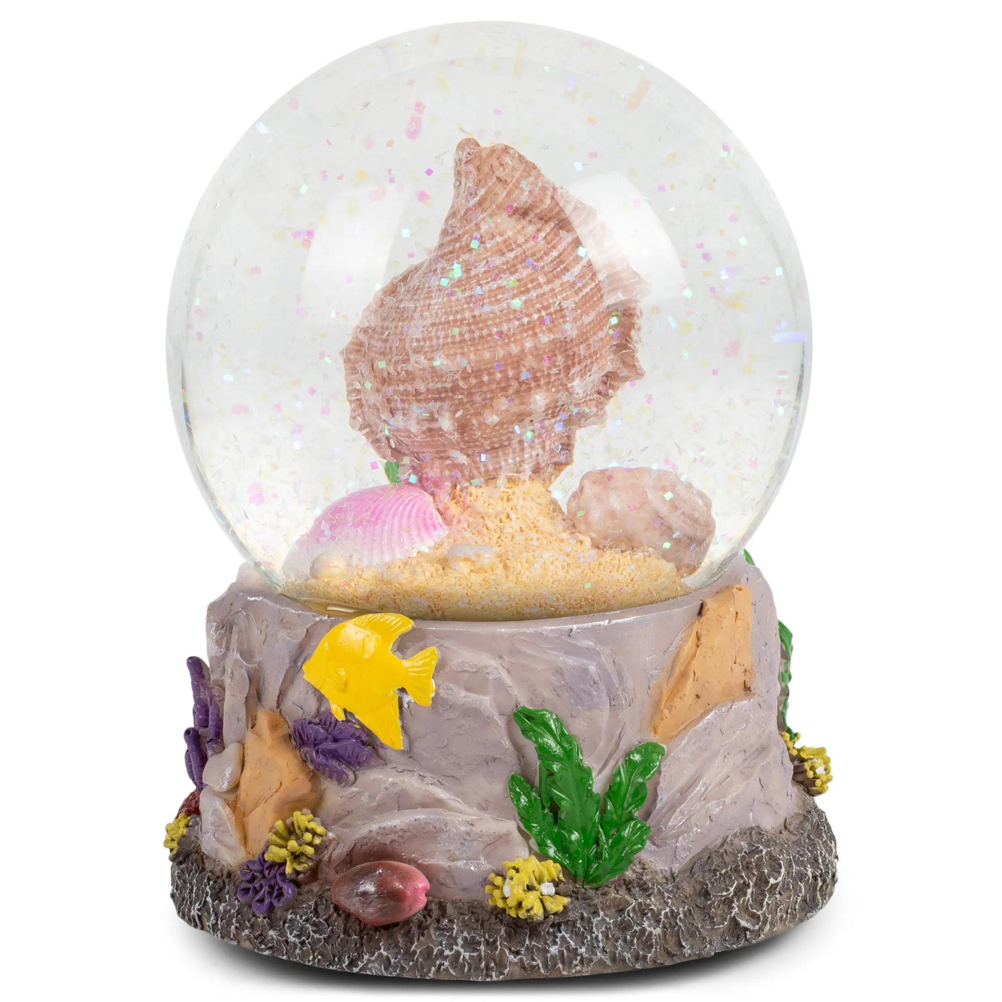 Ocean Sea Shells Conch Shell 100MM Music Snow Globe Plays Tune By the Beautiful Sea